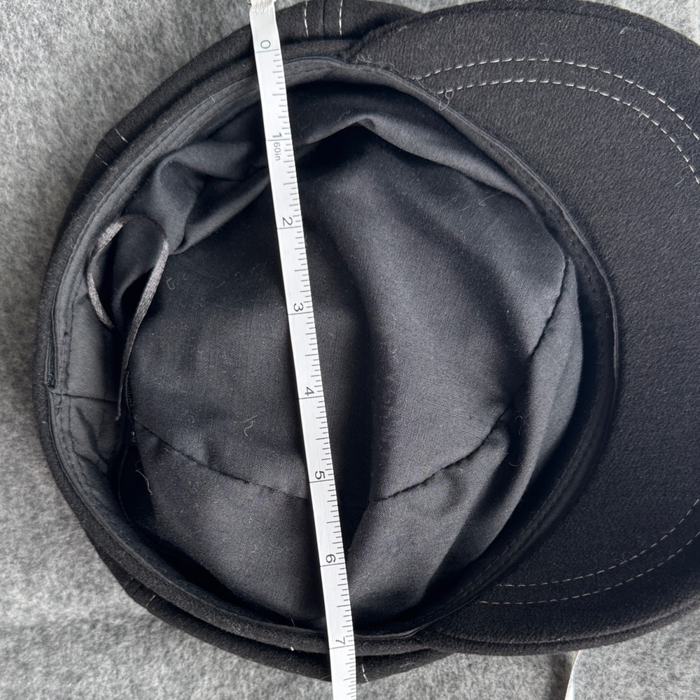 Black Wool Blend Newsboy Cap Baker Boy Hat Contrast Stitch - Picture 6 of 7